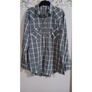 Western Frontier XL Pearl Snap Cowboy Rodeo Plaid Colorful Dress Casual Shirt